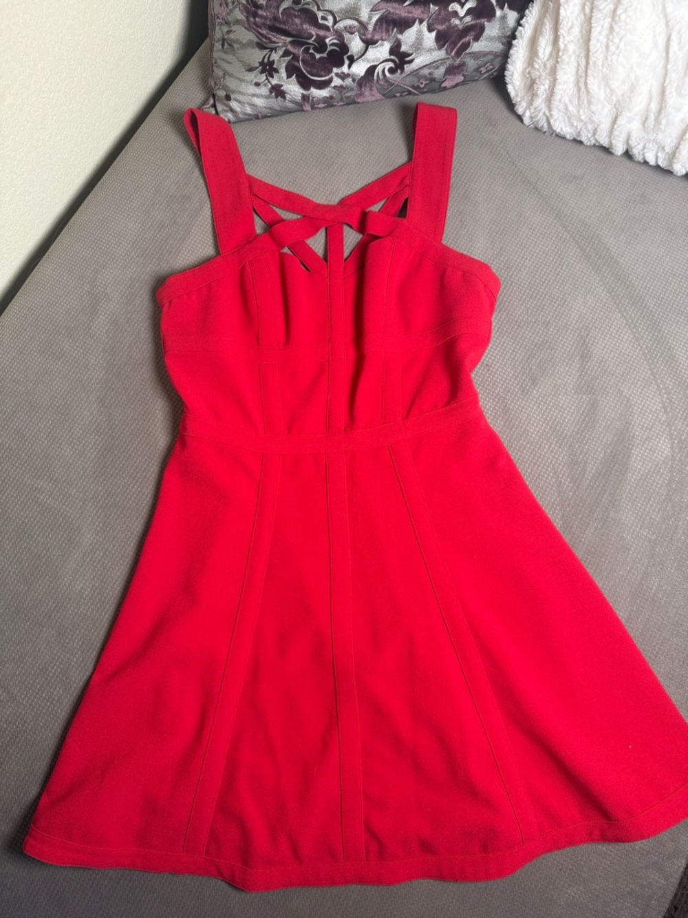 BCBGMaxAzria Red Strappy Fit-and-Flare Mini Dress